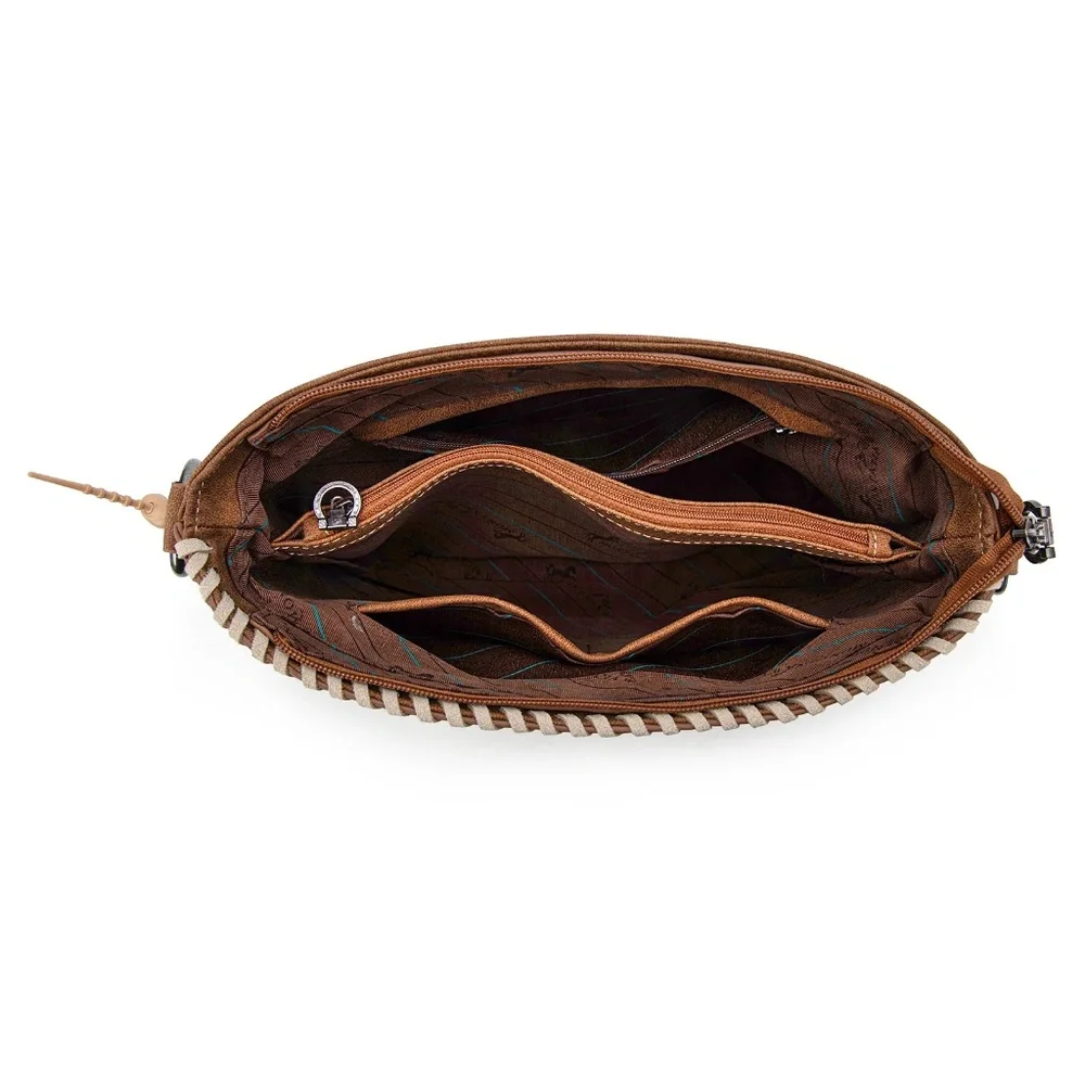 Montana West Embossed Collection Hobo Shoulder Bag Brown